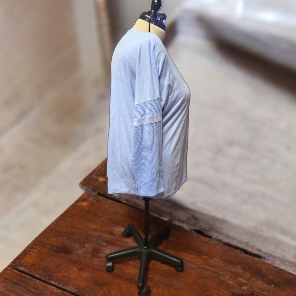 Bryant Light Blue Long Sleeve T-shirt with Mesh Detail - Picture 6 of 9